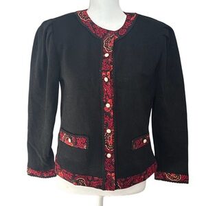 Vintage Black and Red Women's Blazer size 12